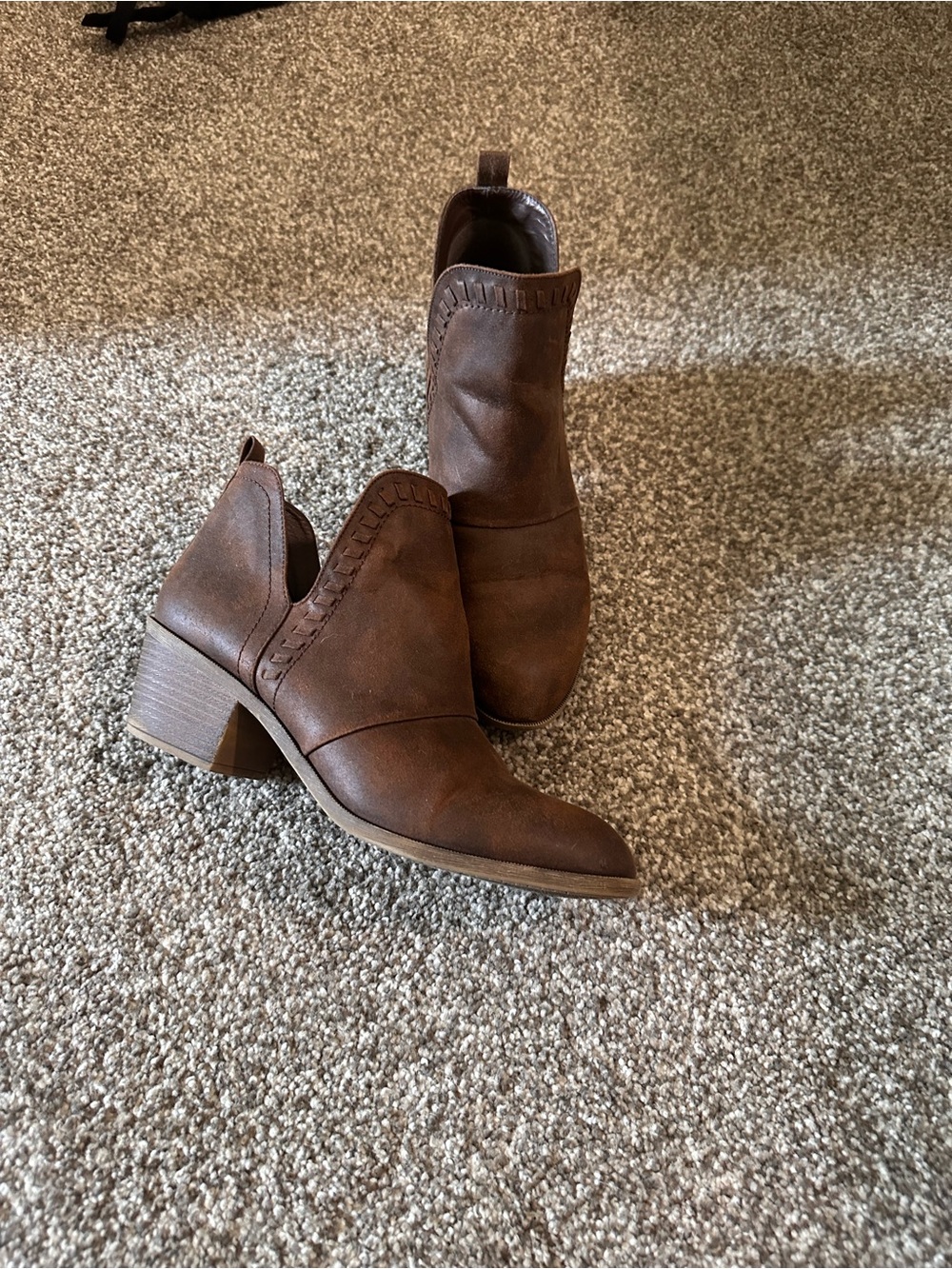 Women’s Brown Low Block Heel Ankle Boots